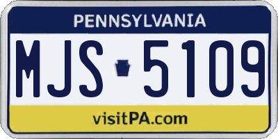 PA license plate MJS5109