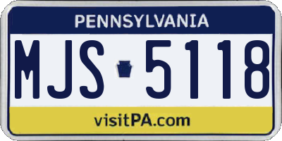 PA license plate MJS5118