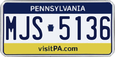 PA license plate MJS5136
