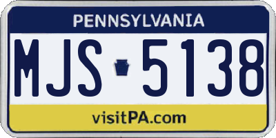 PA license plate MJS5138