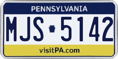 PA license plate MJS5142