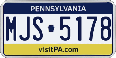 PA license plate MJS5178