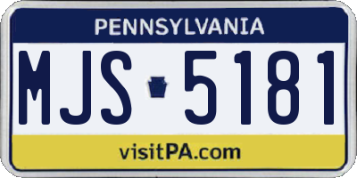 PA license plate MJS5181