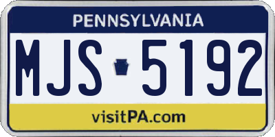 PA license plate MJS5192