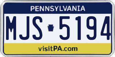 PA license plate MJS5194