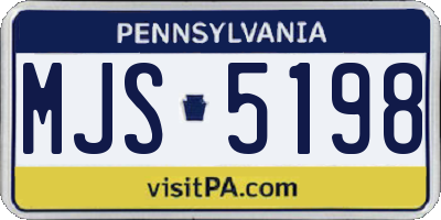 PA license plate MJS5198