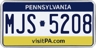 PA license plate MJS5208