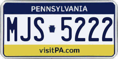 PA license plate MJS5222