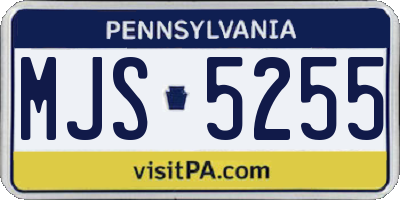 PA license plate MJS5255