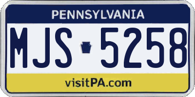 PA license plate MJS5258