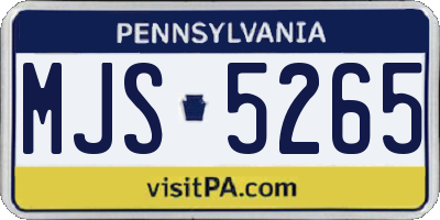 PA license plate MJS5265