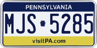 PA license plate MJS5285