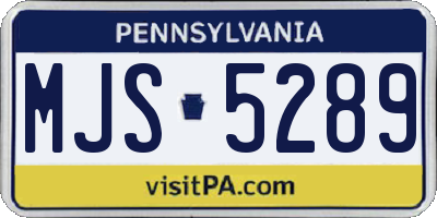 PA license plate MJS5289