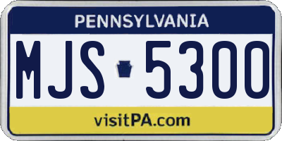 PA license plate MJS5300