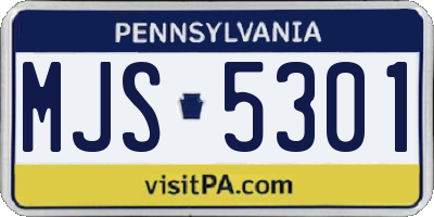 PA license plate MJS5301