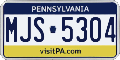 PA license plate MJS5304
