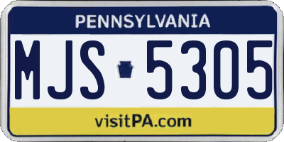 PA license plate MJS5305