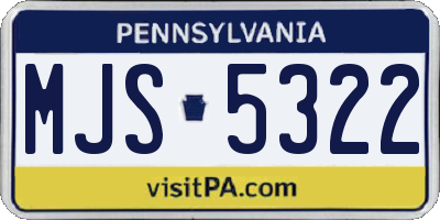 PA license plate MJS5322
