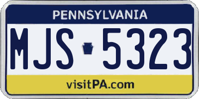 PA license plate MJS5323