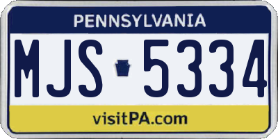 PA license plate MJS5334
