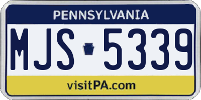 PA license plate MJS5339