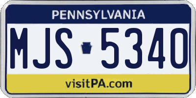 PA license plate MJS5340