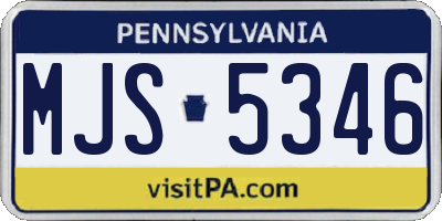 PA license plate MJS5346