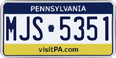 PA license plate MJS5351