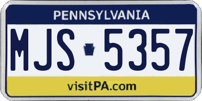 PA license plate MJS5357