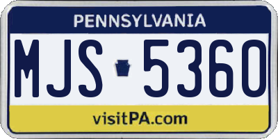 PA license plate MJS5360