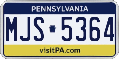PA license plate MJS5364