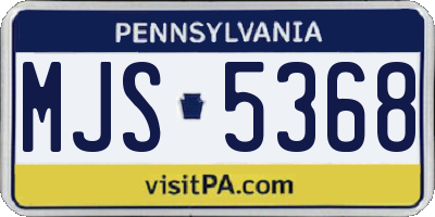 PA license plate MJS5368