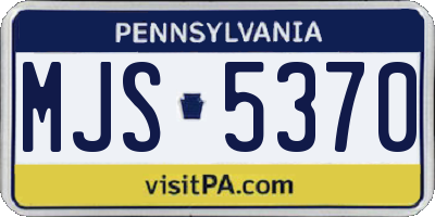 PA license plate MJS5370