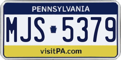 PA license plate MJS5379
