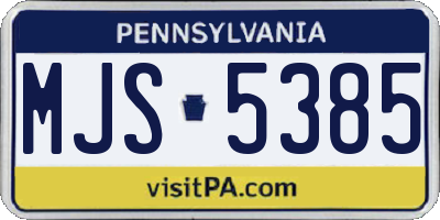PA license plate MJS5385