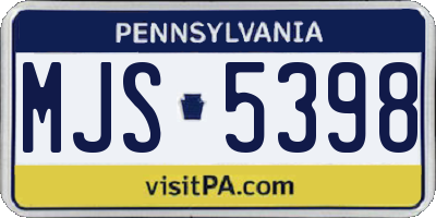 PA license plate MJS5398