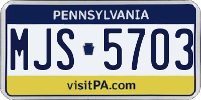 PA license plate MJS5703