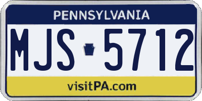 PA license plate MJS5712