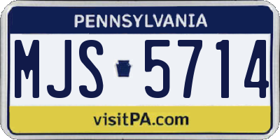 PA license plate MJS5714