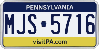 PA license plate MJS5716