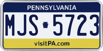PA license plate MJS5723