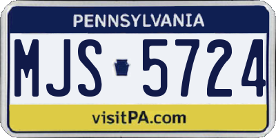 PA license plate MJS5724
