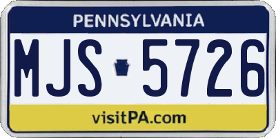 PA license plate MJS5726
