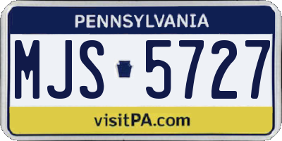 PA license plate MJS5727