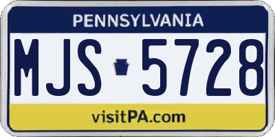 PA license plate MJS5728