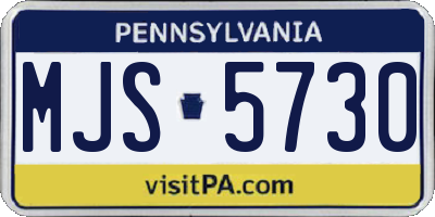 PA license plate MJS5730