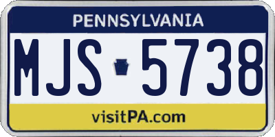 PA license plate MJS5738