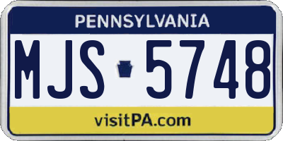 PA license plate MJS5748