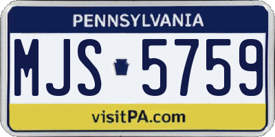 PA license plate MJS5759