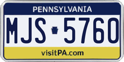 PA license plate MJS5760
